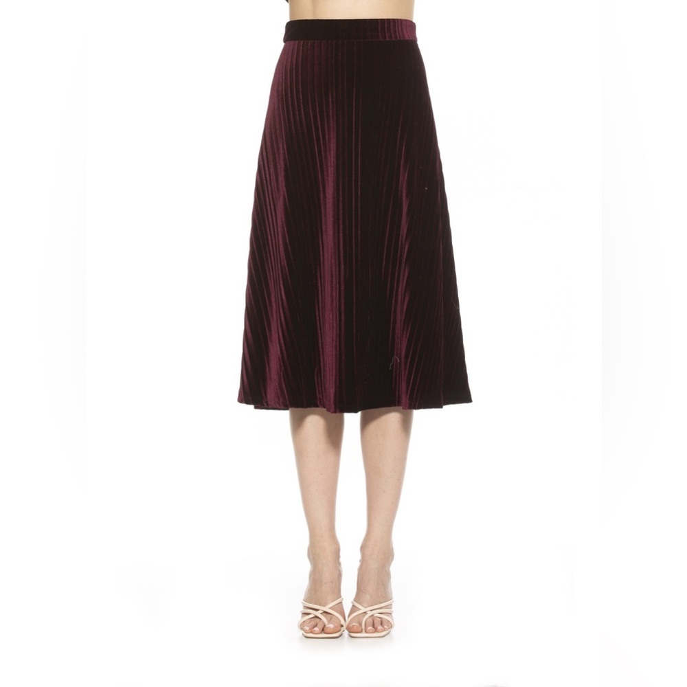 Alexia Admor Alaina Deep Burgundy Midi Skirt Large